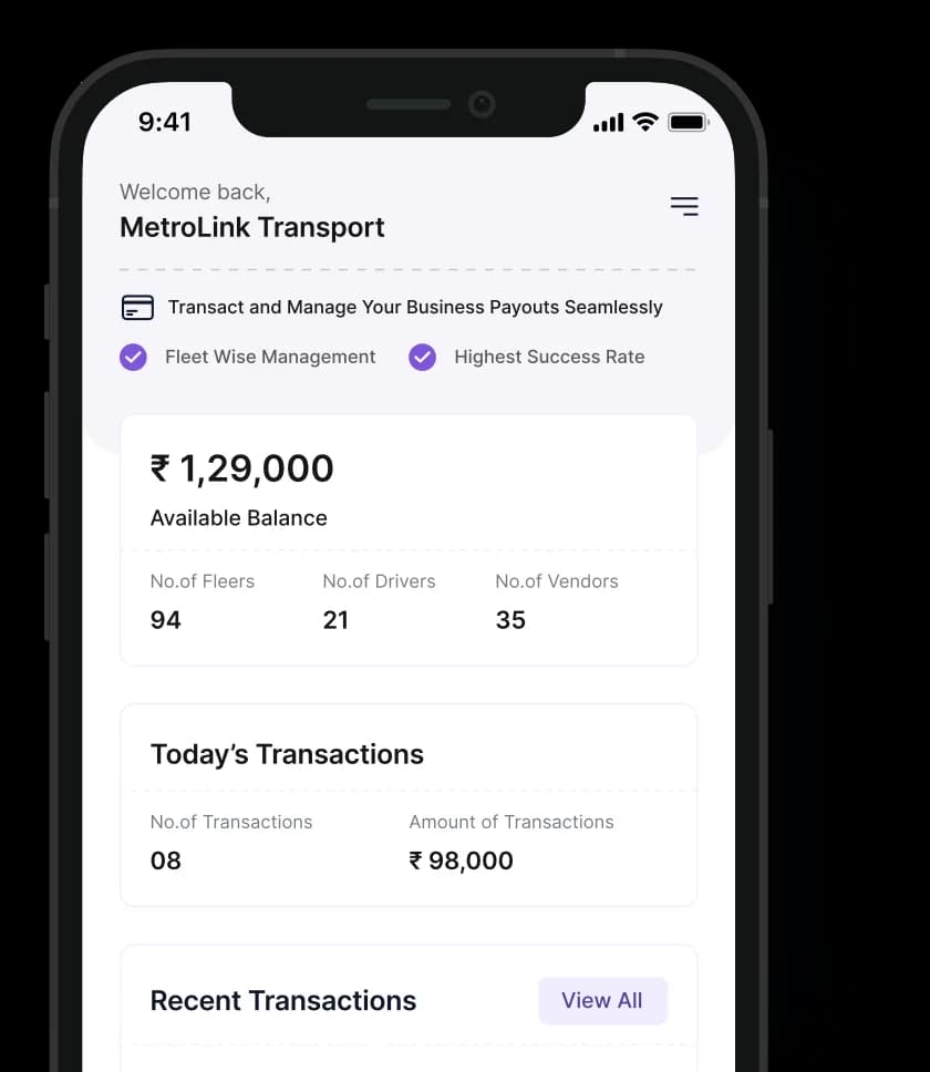 Logixpay mobile app showing available balance and today's transactions